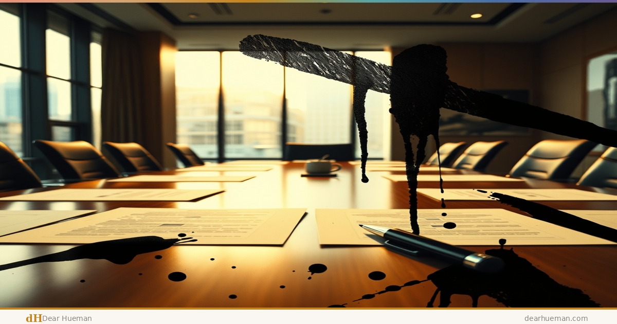 Empty trading floor with ink wash overlay representing the disconnect between AI investment and economic growth